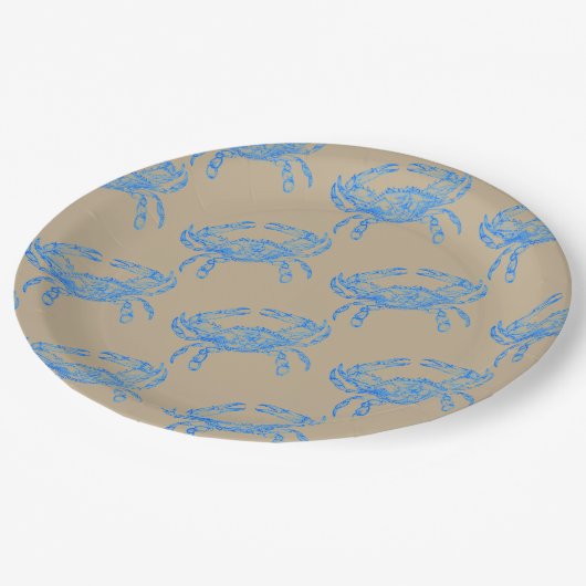  blauwe krab papieren bordje (Gekanteld)