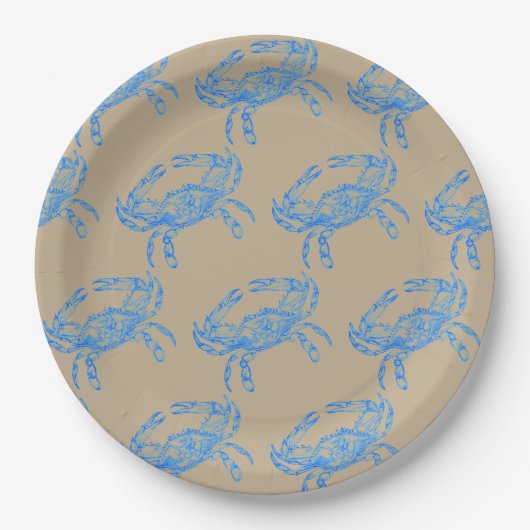  blauwe krab papieren bordje (Voorkant)