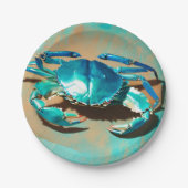 blauwe krab papieren bordje (Voorkant)