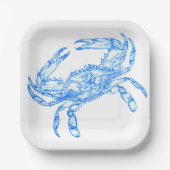 blauwe krab papieren bordje (Voorkant)