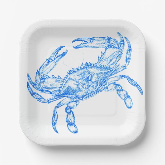 blauwe krab papieren bordje (Voorkant)