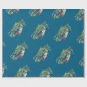 Blauwe krab patroon cadeaupapier (Vlak)