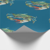 Blauwe krab patroon cadeaupapier (Hoek)