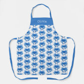 Blauwe krab Patroon Naam Schort (Voorkant)