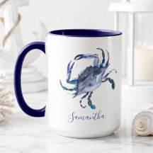 Blauwe Krab Persoonlijke Strand Thema Koffie