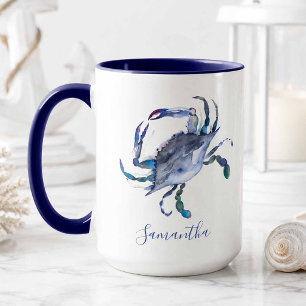 Blauwe Krab Persoonlijke Strand Thema Koffie Mok