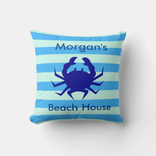 Blauwe Krab Persoonlijke Strandhuis Worp Kussen