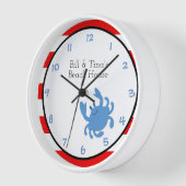 Blauwe krab Red Nautical Personalised Wall klok (Hoek)
