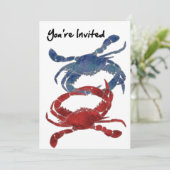 Blauwe krab Rode krab Je bent uitgenodigd Kaart (Staand voorkant)