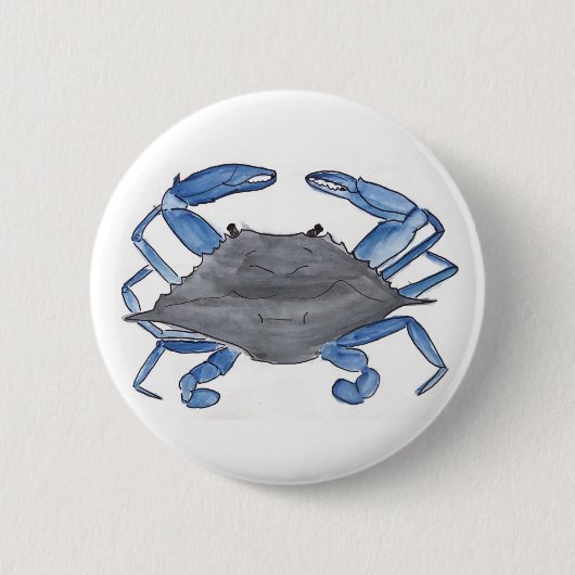 Blauwe krab ronde button 5,7 cm (Voorkant)