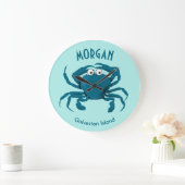 Blauwe krab Ronde keukenklok Grote Klok (Huis)