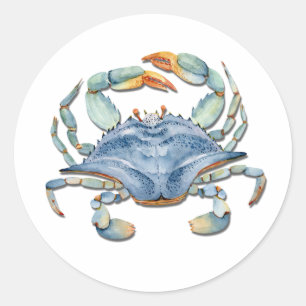 Blauwe krab ronde sticker