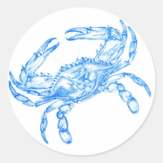 blauwe krab ronde sticker (Voorkant)