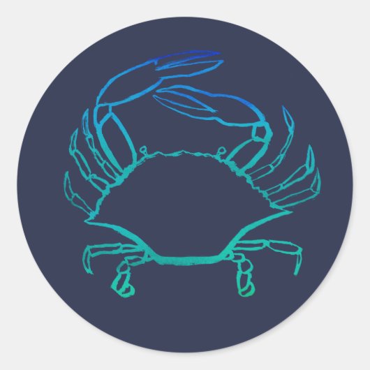 Blauwe krab ronde sticker (Voorkant)