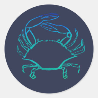Blauwe krab ronde sticker