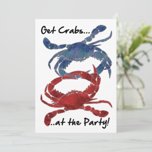 Blauwe krab Roodkrab Feest Kaart (Staand voorkant)