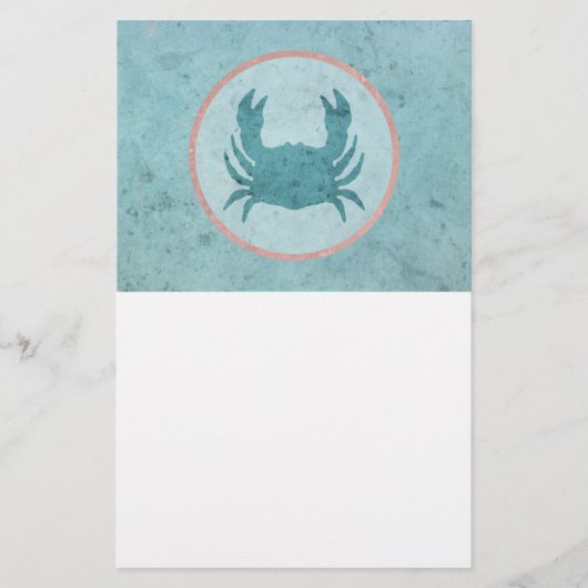 Blauwe krab roze ring briefpapier (Voorkant)