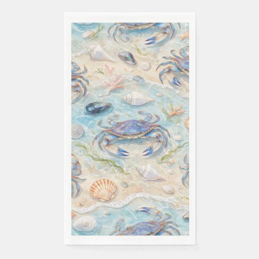 Blauwe Krab & Schelp Servet (Voorkant)