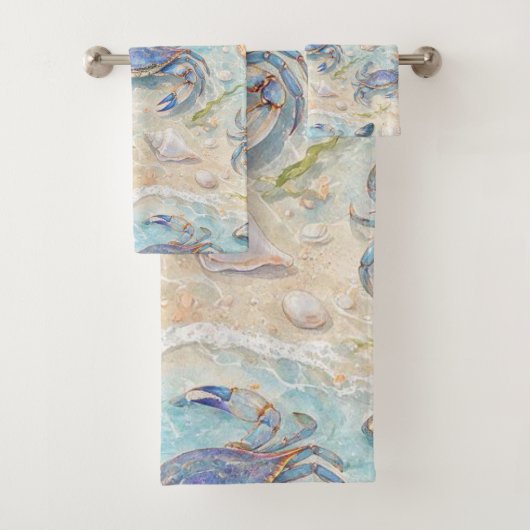 Blauwe Krab & Schelpen Bad Handdoek (Insitu)
