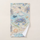 Blauwe Krab & Schelpen Bad Handdoek (Handdoek)