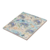 Blauwe Krab & Schelpen Tegeltje (Zijkant)