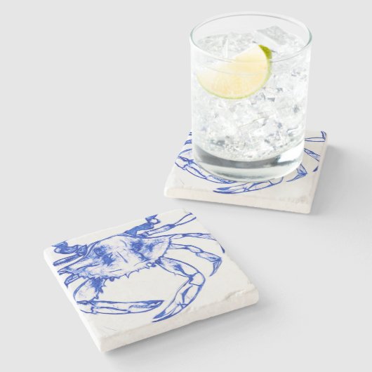 Blauwe krab Stone Onderzetter I (Zijkant)