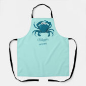 Blauwe Krab Strand Aqua Keuken Schort (Voorkant)
