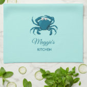 Blauwe Krab Strand Aqua Keukenhanddoek (Gevouwen)