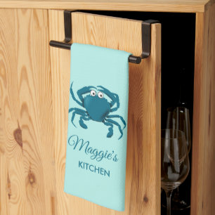 Blauwe Krab Strand Aqua Keukenhanddoek
