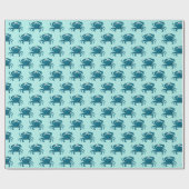 Blauwe Krab Strand Cadeaupapier Inpakpapier (Vlak)