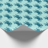 Blauwe Krab Strand Cadeaupapier Inpakpapier (Hoek)
