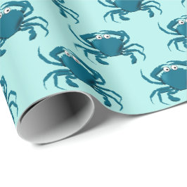 Blauwe Krab Strand Cadeaupapier Inpakpapier