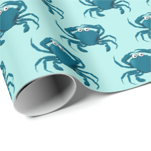 Blauwe Krab Strand Cadeaupapier Inpakpapier