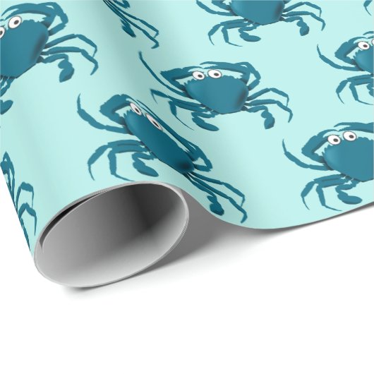 Blauwe Krab Strand Cadeaupapier Inpakpapier (Rol Hoek)