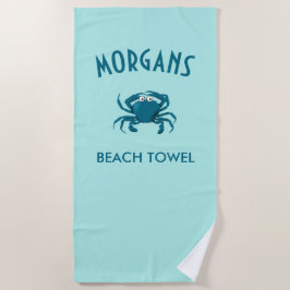 Blauwe Krab Strand Persoonlijke Strandtowel Strandlaken