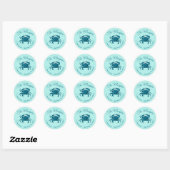 Blauwe Krab Strand Ronde Retouradreslabel Sticker (Vel)