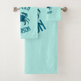 Blauwe Krab Strand Thema Bad Handdoek Set Cadeau