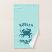 Blauwe Krab Strand Thema Bad Handdoek Set Cadeau (Handdoek)