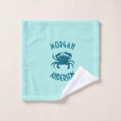 Blauwe Krab Strand Thema Bad Handdoek Set Cadeau (Wasdoekje)