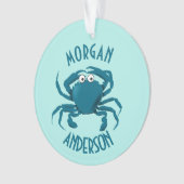 Blauwe Krab Strand Thema Gift Ornament (voorkant)