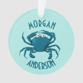 Blauwe Krab Strand Thema Gift Ornament
