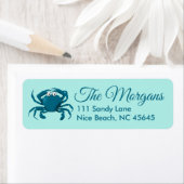 Blauwe Krab Strand Thema Retouradres Label (Insitu)