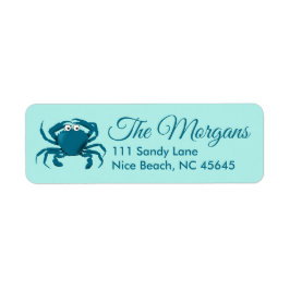 Blauwe Krab Strand Thema Retouradres Label
