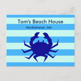 Blauwe Krab Strandhuis Gepersonaliseerde Postkaart