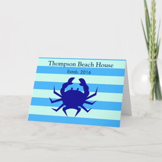 Blauwe Krab Strandhuis Nautilus Kaart (Voorkant)