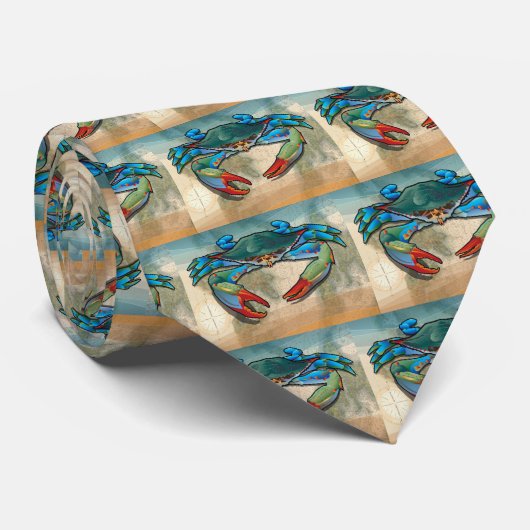 Blauwe krab stropdas (Opgerold)