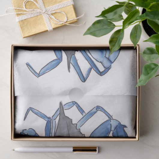 Blauwe krab tissuepapier (Geschenk)
