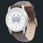 Blauwe krab tribale illustratie horloge<br><div class="desc">Blauwe krabstam  lijnillustratie.</div>