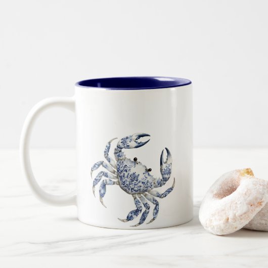 Blauwe krab tweekleurige koffiemok (Met donut)