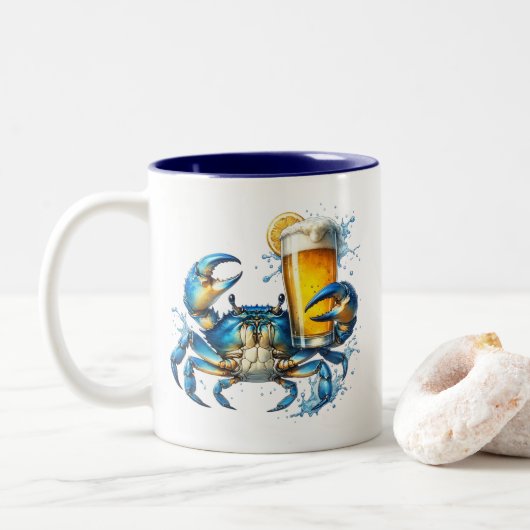Blauwe krab tweekleurige koffiemok (Met donut)